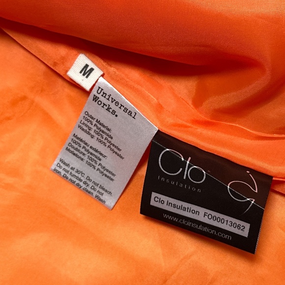 Universal Works Carlton Quilted Padded Orange Zip Gilet Vest Jacket Mens Medium - Picture 8 of 9